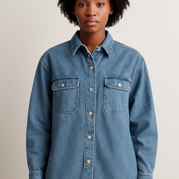H&M Jackets & Blazers - H&M Blue Heavy Weight Denim Shirt / Jacket  Size S Oversized Women's (NWOT)